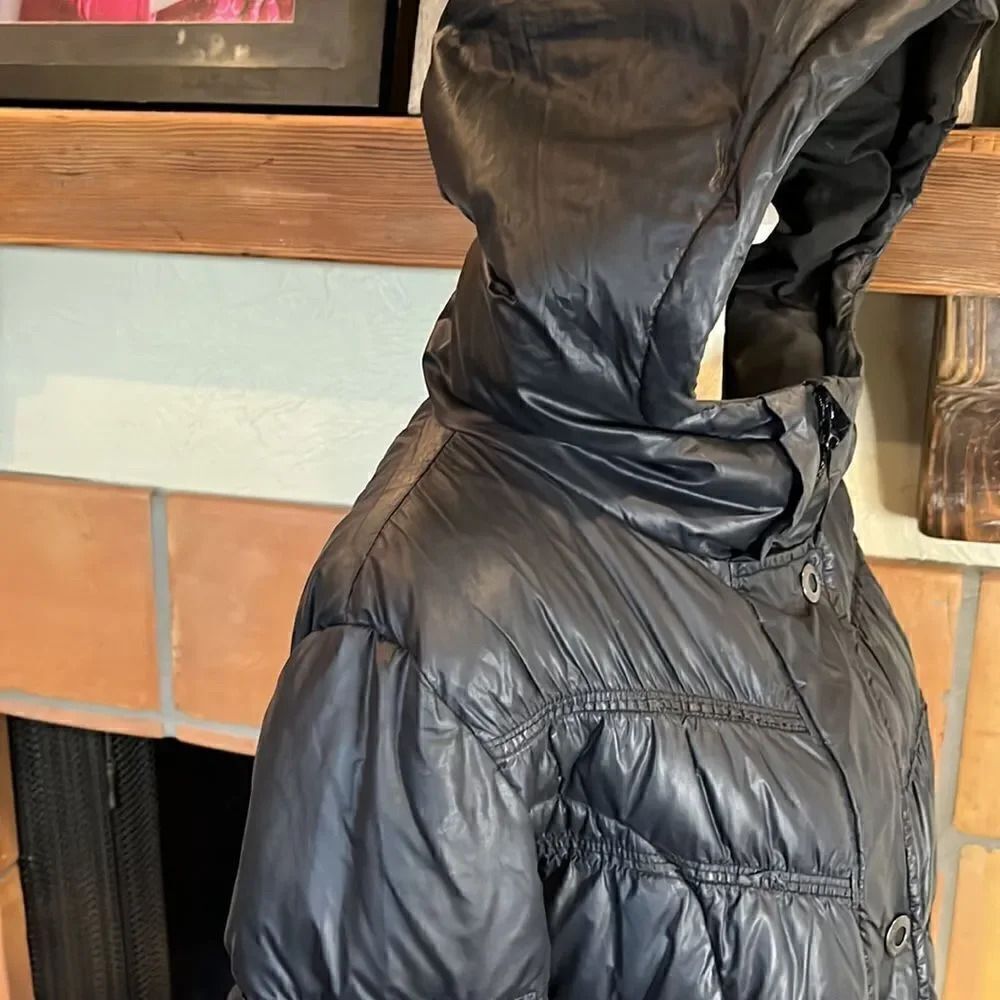 PRANA Deluxe Black Long Hooded Puffer Coat, M! - Picture 8 of 16